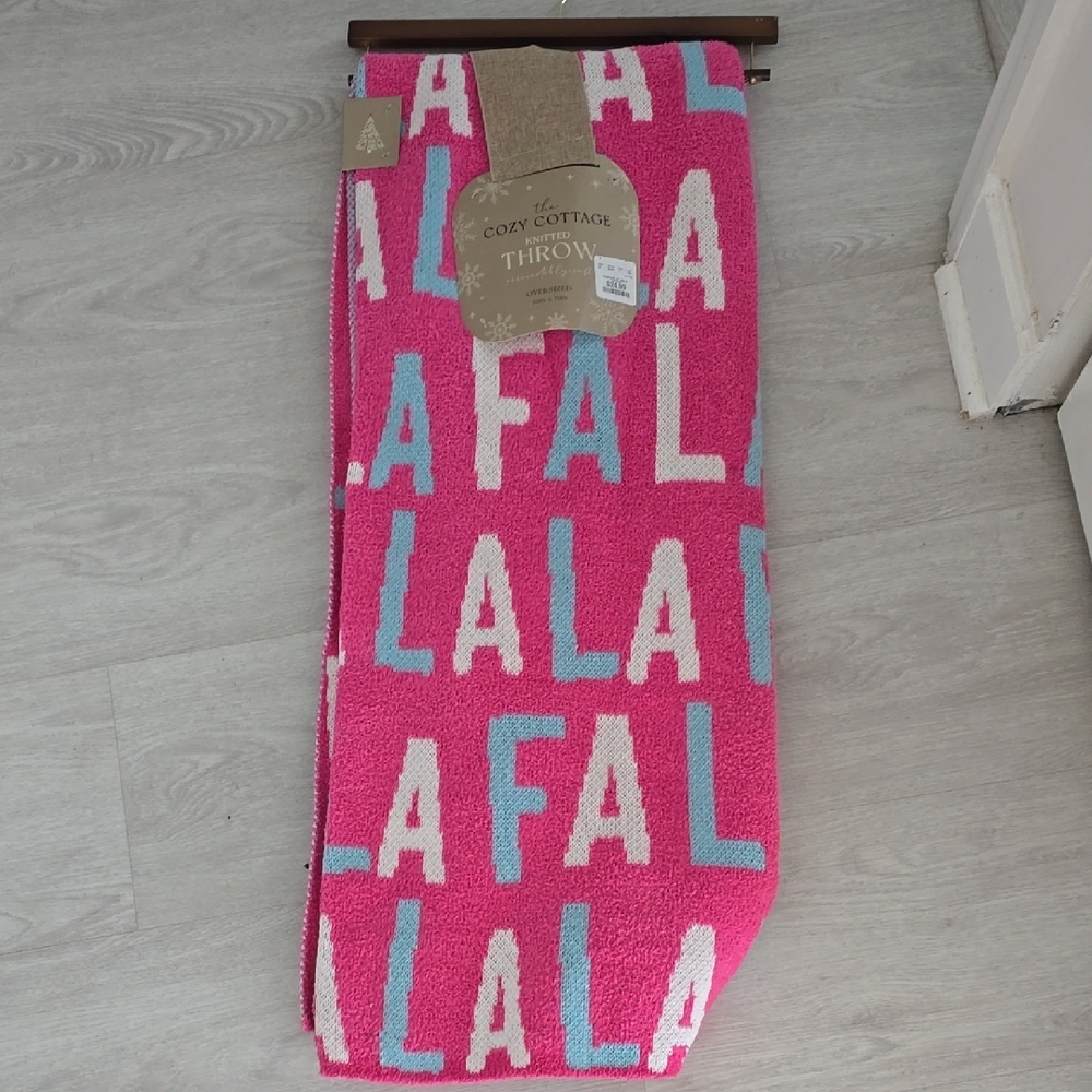 Cozy Cottage Pink Fa La La Throw Blanket
